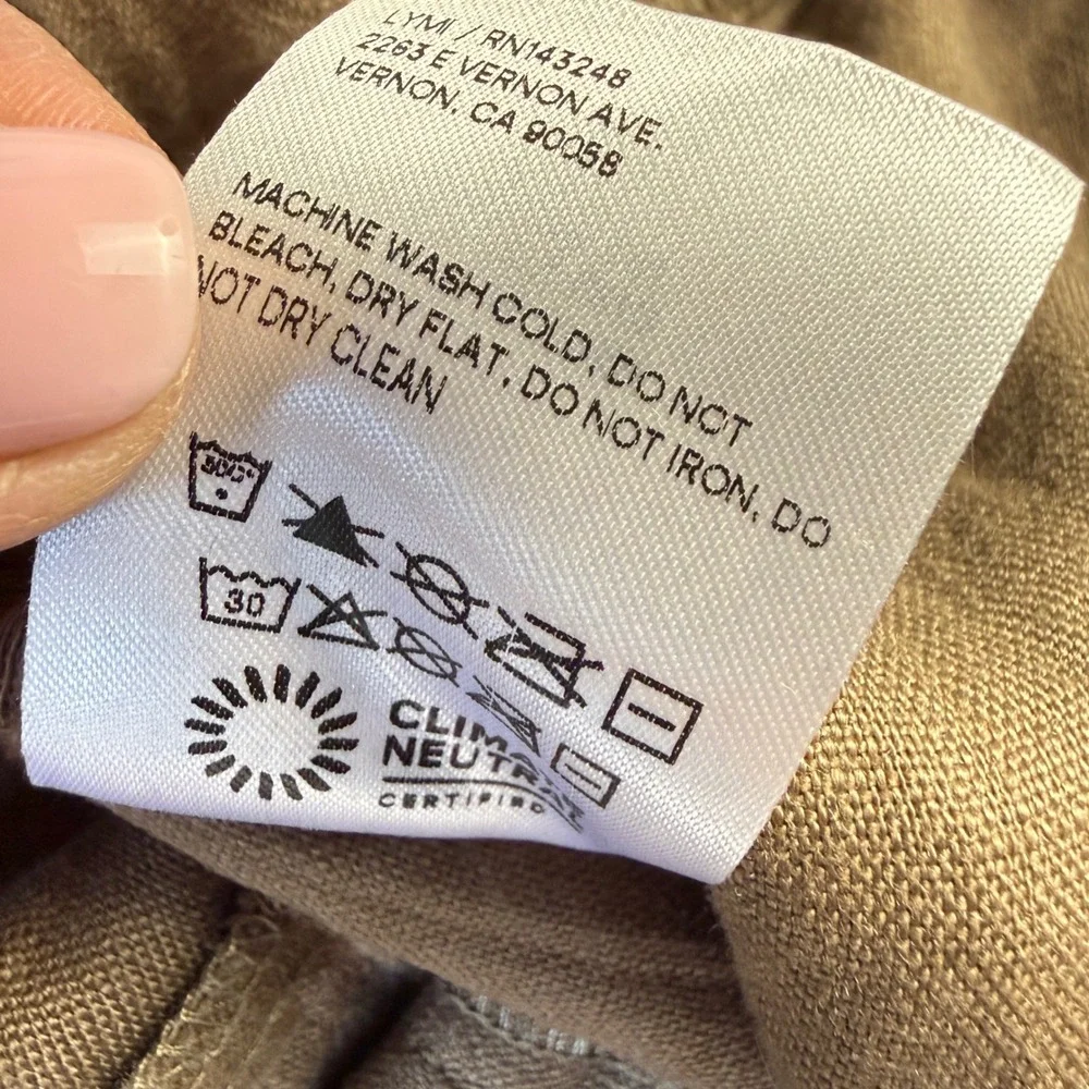 Reformation Mason Pants Women 10 Tan $188 100% Linen High Rise Wide Leg